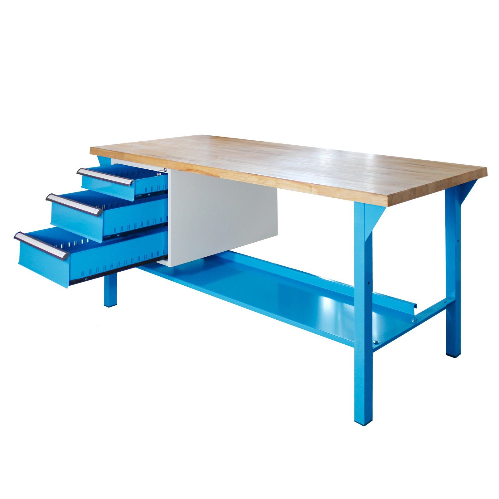 PROREGAL® Werkbank Werkbank Rhino Plus 3 Lichtblau mit Blau/Blau Schubladen, 84x150x70cm, HxBxT
