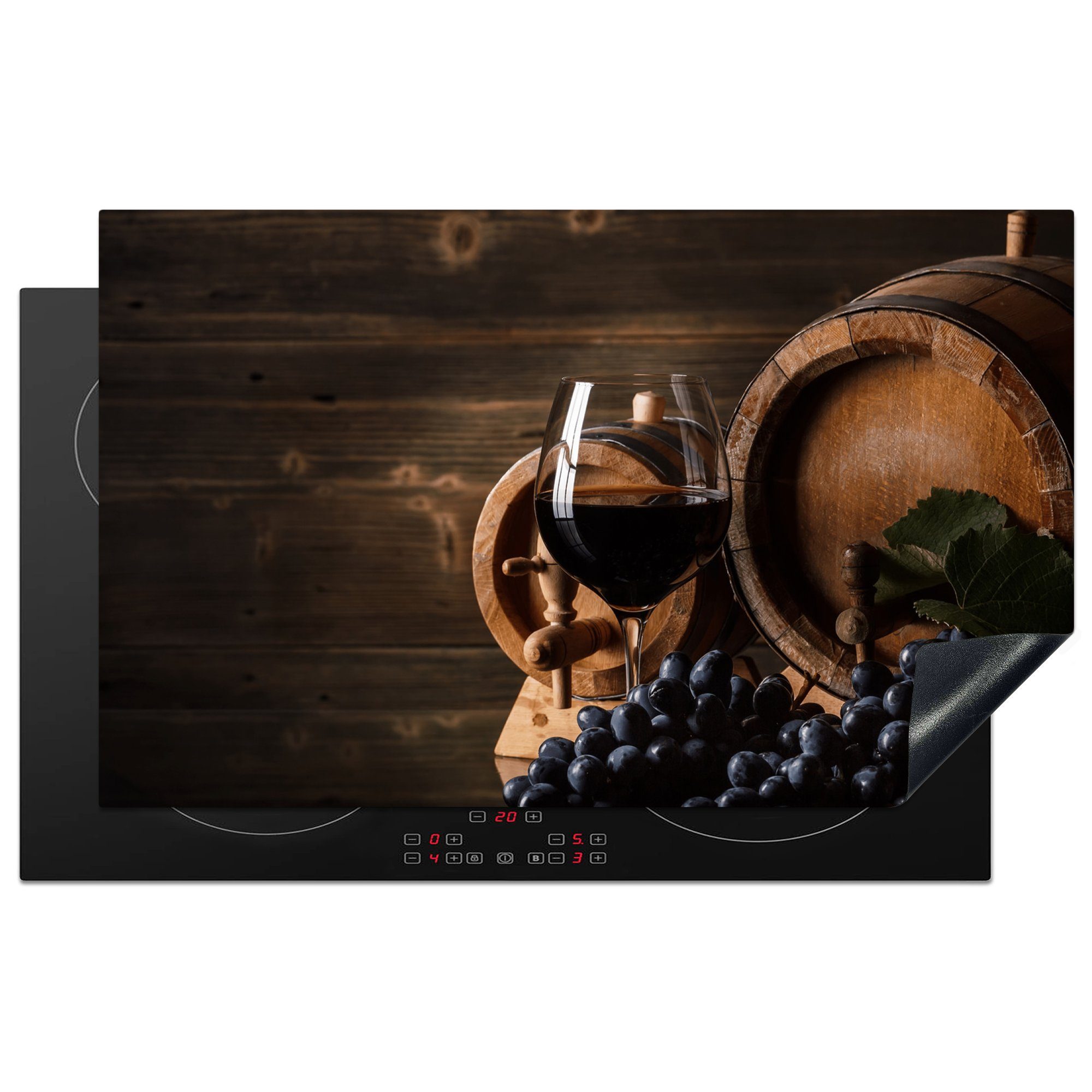 MuchoWow Herdblende-/Abdeckplatte Induktionsschutz - Wein - Induktionsmatte - Weinglas, Vinyl, (1 tlg), 83x51 cm, Ceranfeldabdeckung, Arbeitsplatte für küche