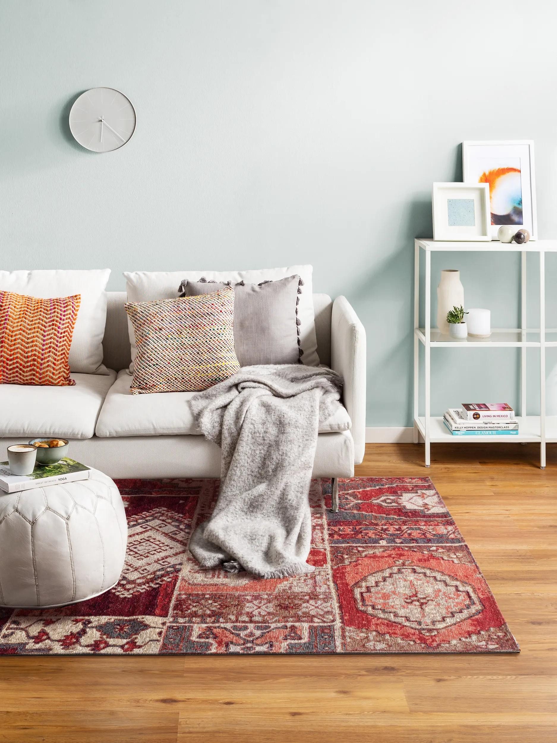 benuta Teppich Stay, rechteckig, Höhe: 5 mm, Wolle, Teppich Wohnzimmer, Schlafzimmer, Esszimmer, Flur, Hygge & Cozy
