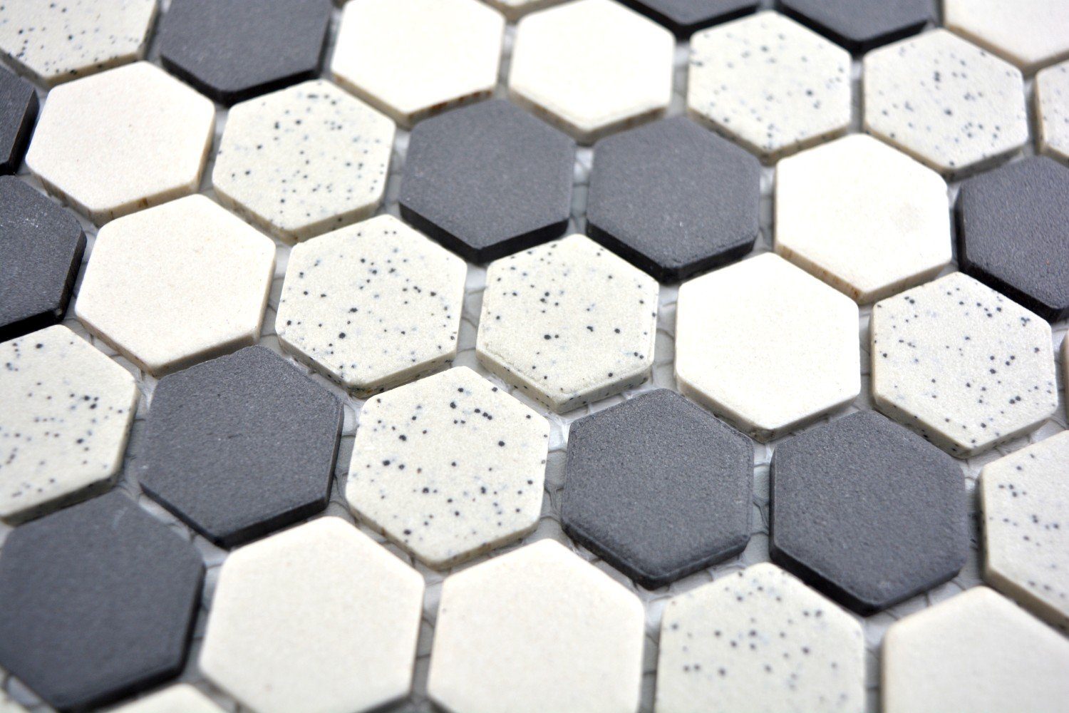 Thumbnail - Mosani Mosaikfliesen Keramikmosaik Mosaikfliesen mix beige schwarz matt / 10 Mosaikmatten