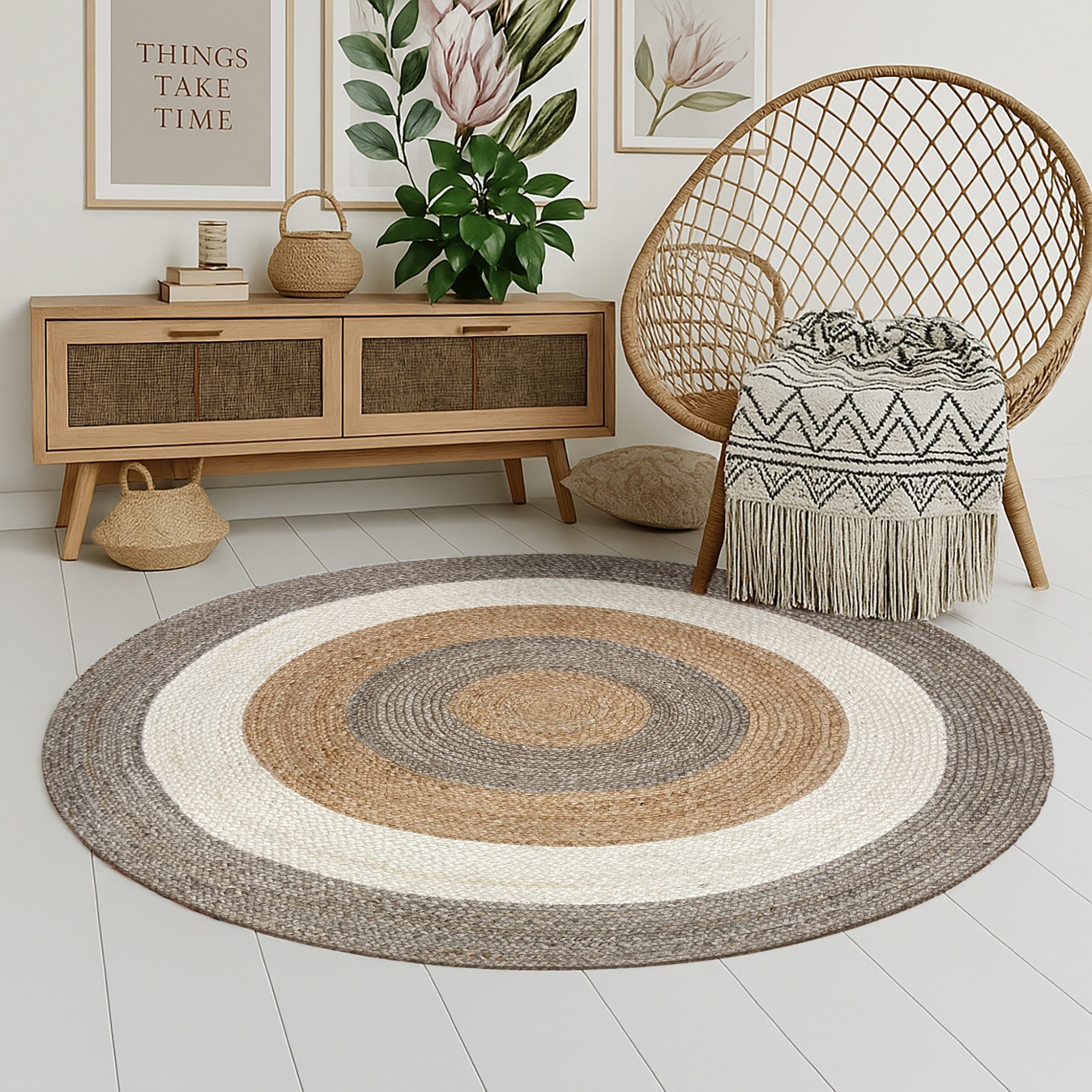 Wohnando Teppich MY-RUG Teppich Jute Balance, aus 100% Jute 100x100 cm, Run günstig online kaufen