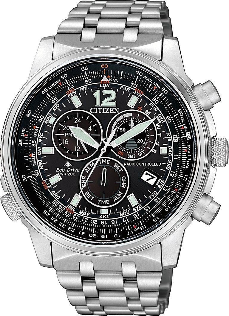 Citizen Funkchronograph CB5860-86E, Armbanduhr, Herrenuhr, Solar, Stoppfunktion, bis 20 bar wasserdicht