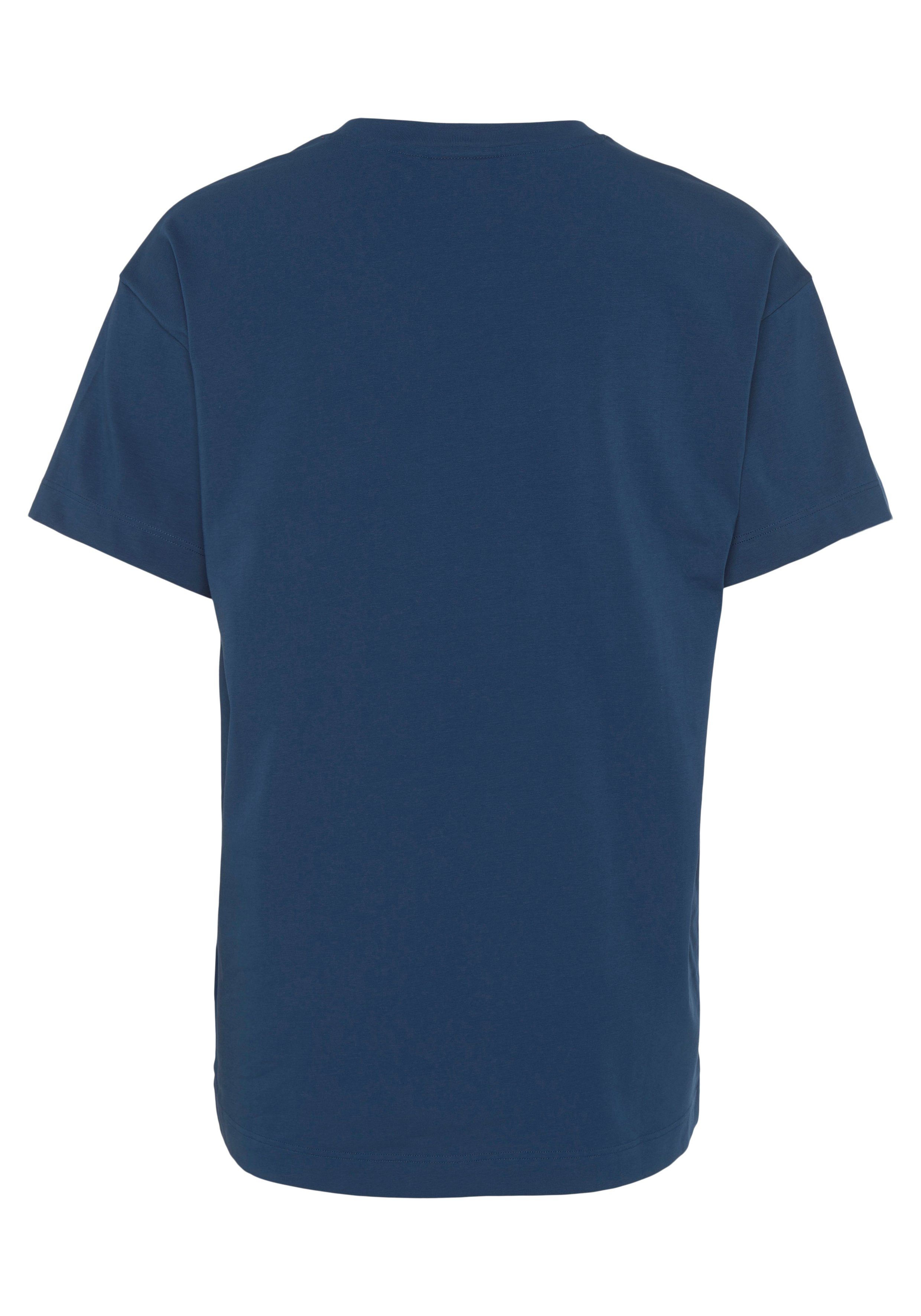 HUGO Linked mit T-Shirt HUGO Logoschriftzug Navy T-Shirt