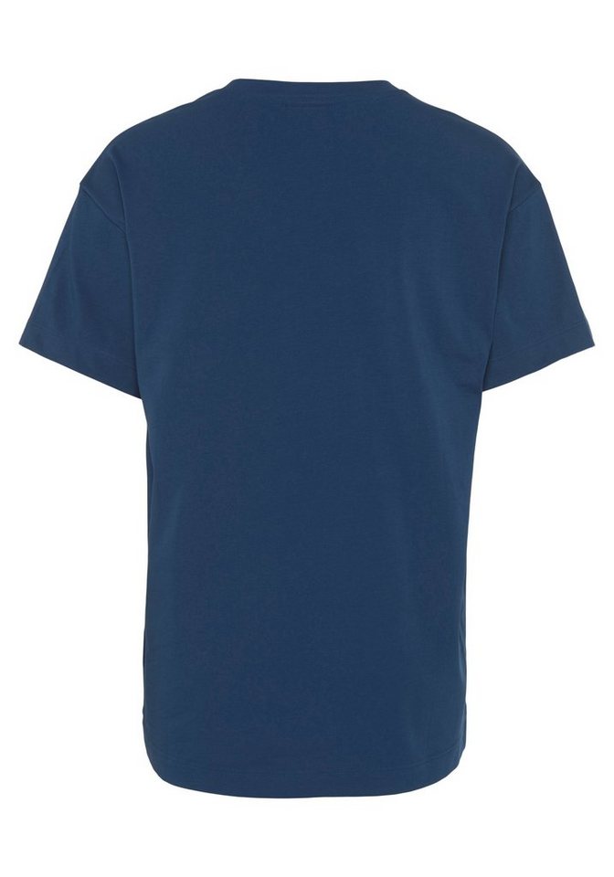 mit Elasthan T-Shirt HUGO Linked Single HUGO Jersey aus Logoschriftzug, Baumwollmix T-Shirt mit