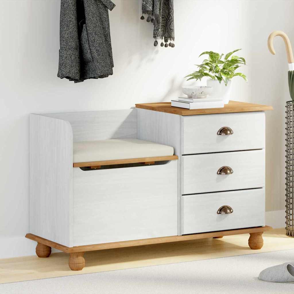 vidaXL Sitzbank Sitzbank mit Stauraum mit Speicher ASKIM Weiß 100 x 39 x 62 cm (1-St)