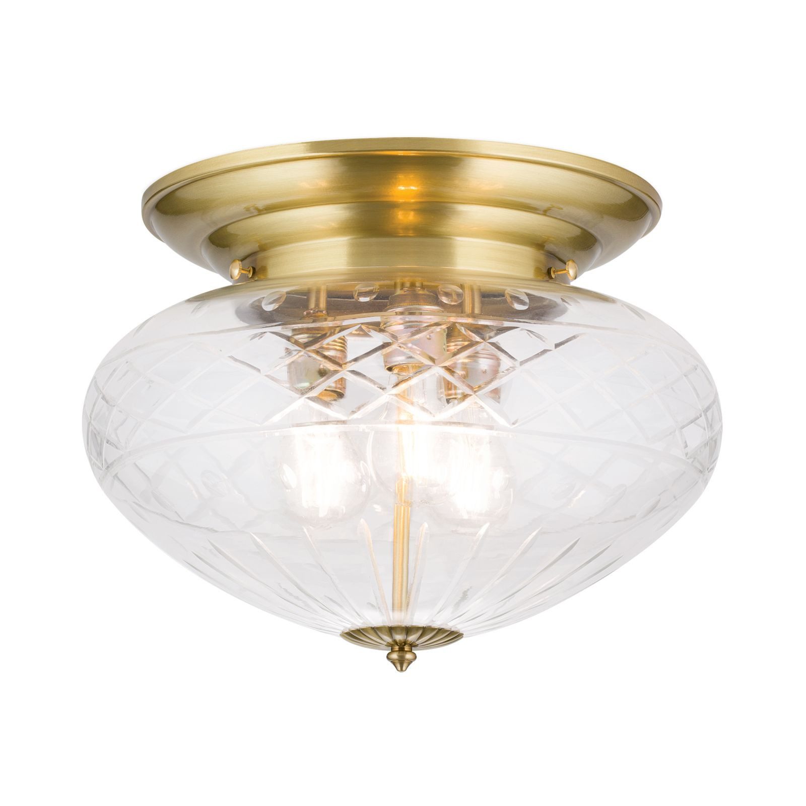 Licht-Erlebnisse Deckenleuchte AGNES, ohne Leuchtmittel, Glas Messing rund D: 40 cm in Bronze E27 3-flammig Jugendstil