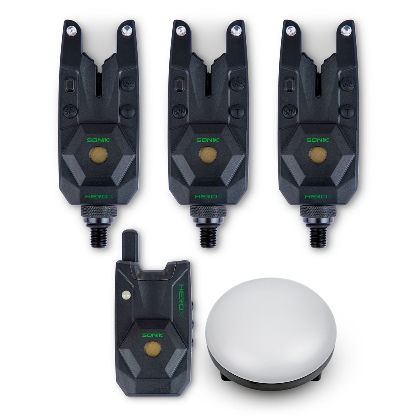 Sonik elektronischer Bissanzeiger Sonik HEROX Bite Alarm Set 3+1+BL (R G B) - Bissanzeiger Set