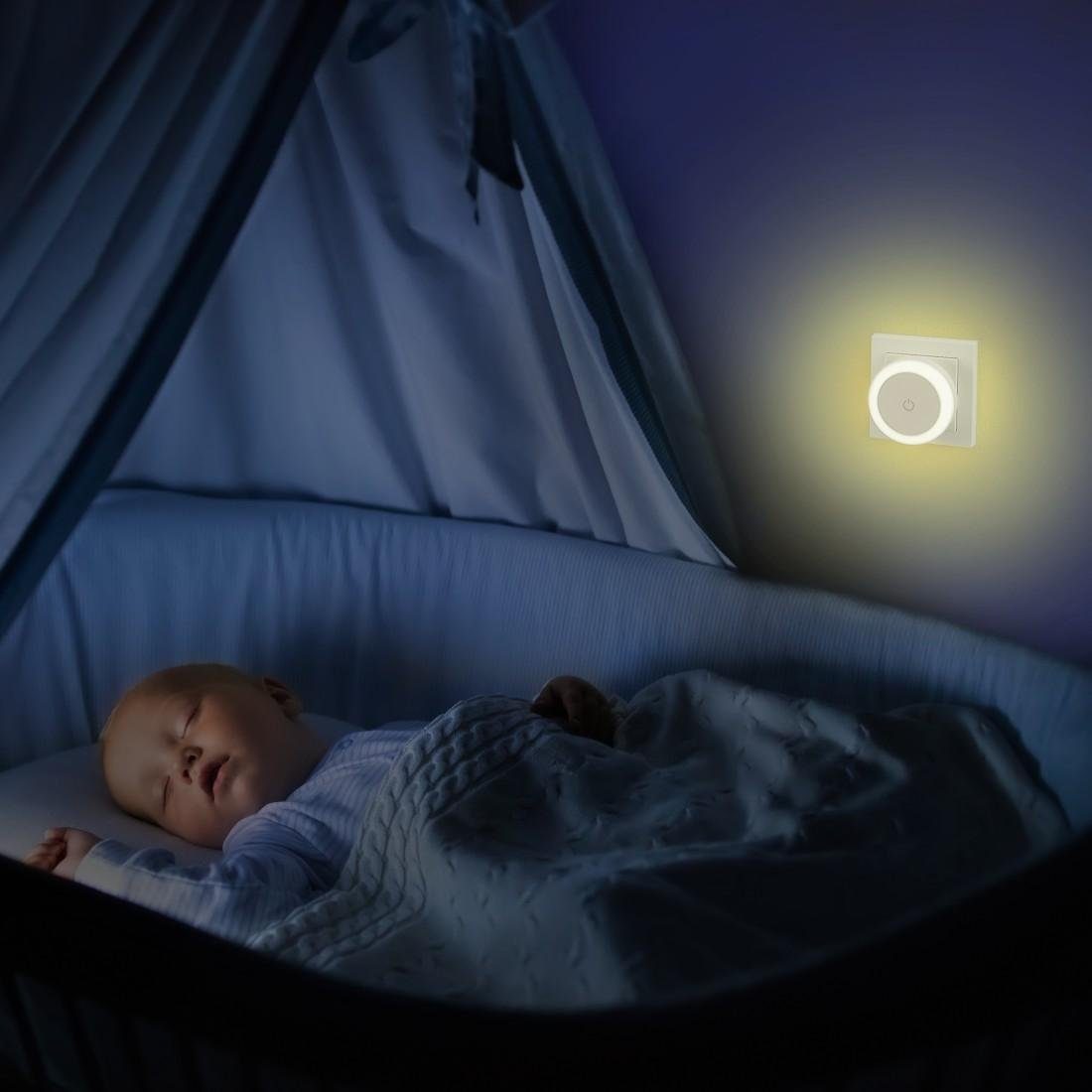 Hama LED Nachtlicht Nachtlicht integriert, Kinder, Sensor, LED Nachtlichtfunktion, Für für Babys energiesparend, Warmweiß, Erwachsene mit warmweiß, und fest Stecksode Touch