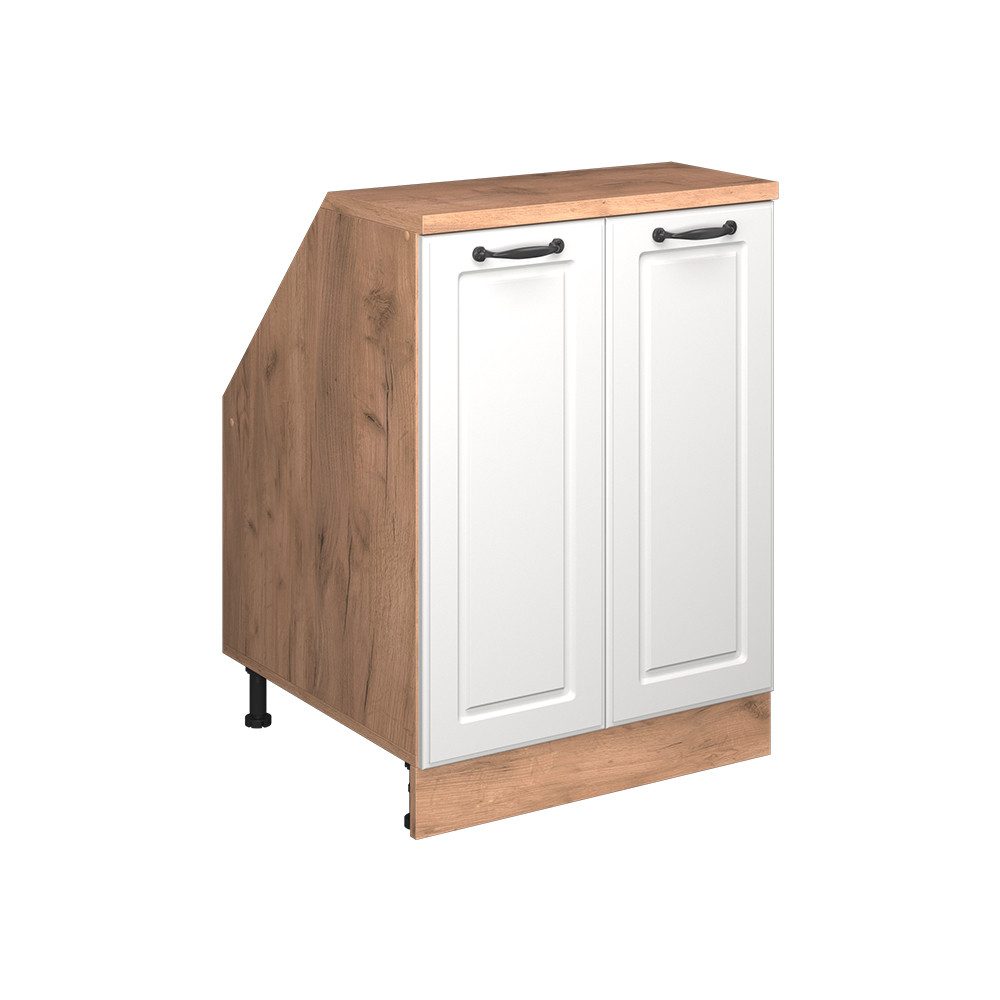Vicco Kommode Rion, Weiß Landhaus/Goldkraft Eiche, 60 x 81.6 cm mit 2 Türen, Sc... (1 St)