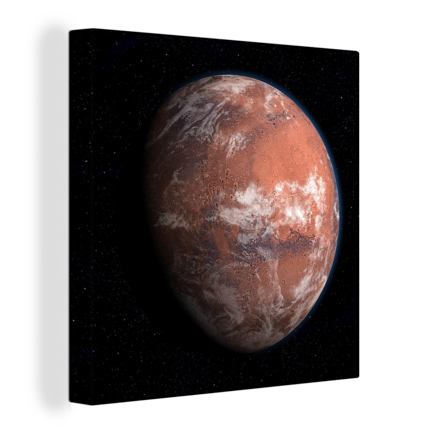 OneMillionCanvasses® Leinwandbild Zukunftsprojektion des Mars mit Atmosphäre und Eis., (1 St), Leinwand Bilder für Wohnzimmer Schlafzimmer | Leinwandbilder