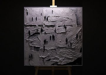 YS-Art Gemälde Erfrischung, Menschen, Leinwand Bild Handgemalt Vogel Strommast Modern mit Rahmen