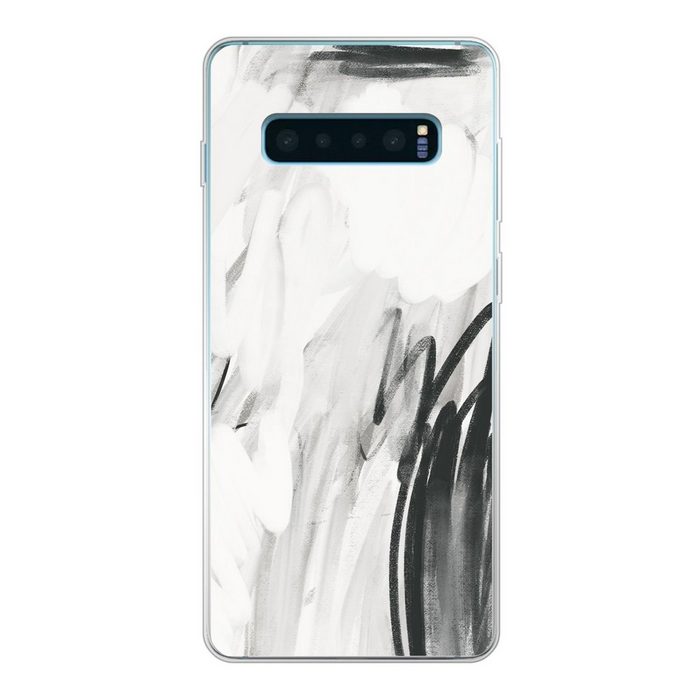 MuchoWow Handyhülle Kunst - Schwarz - Weiß - Abstrakt Phone Case Handyhülle Samsung Galaxy S10+ Silikon Schutzhülle