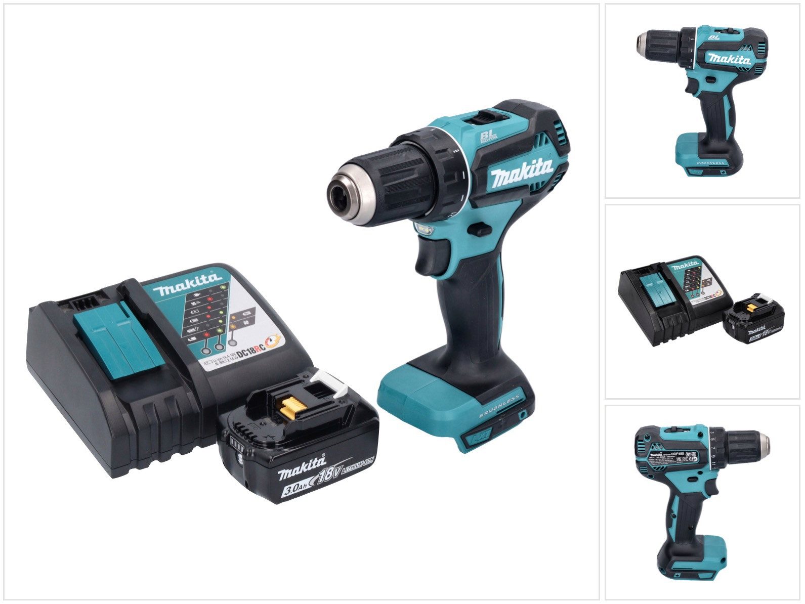 Makita Akku-Schrauber DDF 485 RF1 Akku Bohrschrauber 18 V 50 Nm Brushless + 1x Akku 3,0 Ah