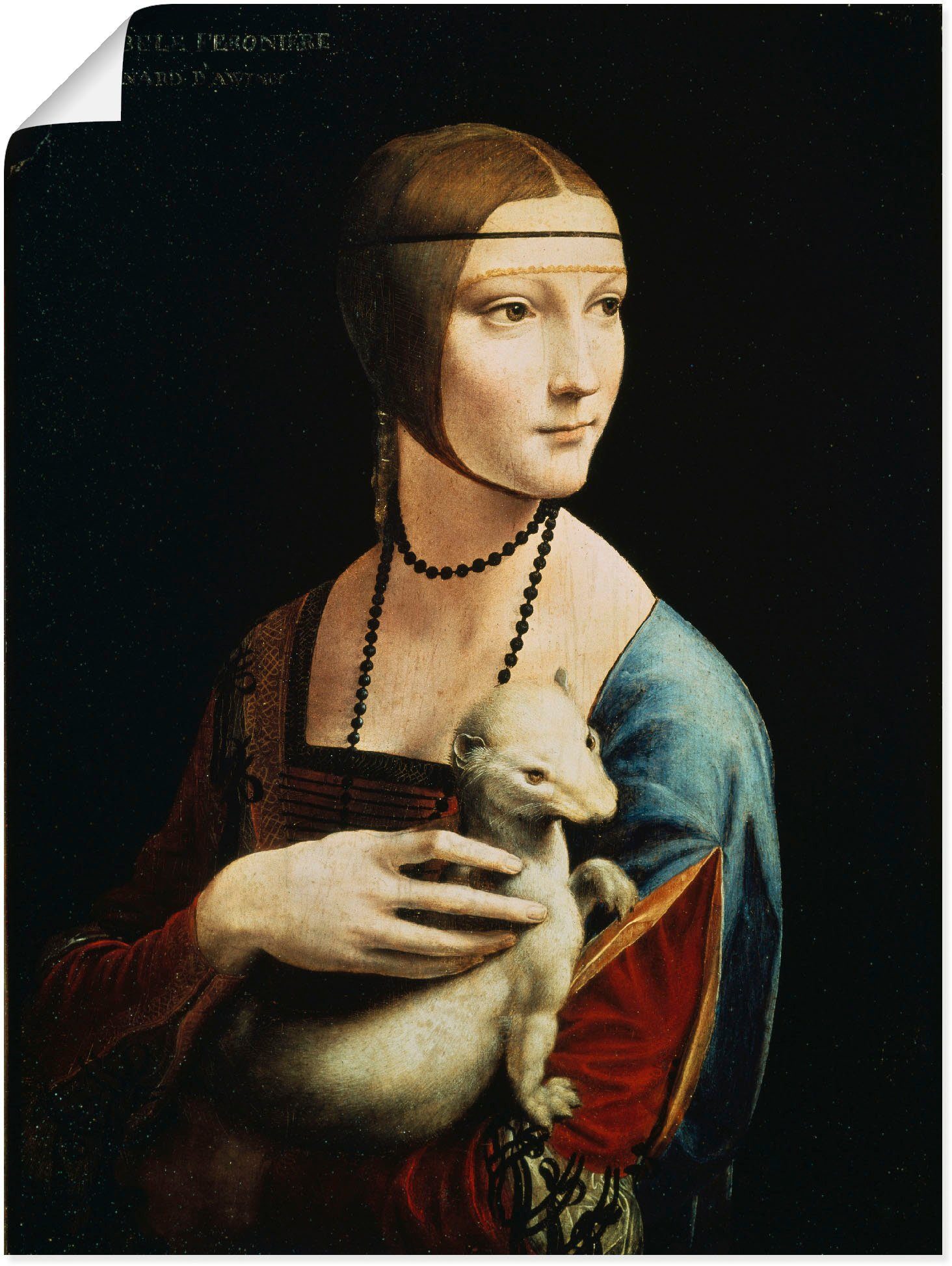 Artland Wandbild Dame mit dem Hermelin Porträt, Frau (1 St), als Leinwandbild, Плакат, Wandaufkleber in verschied. Größen