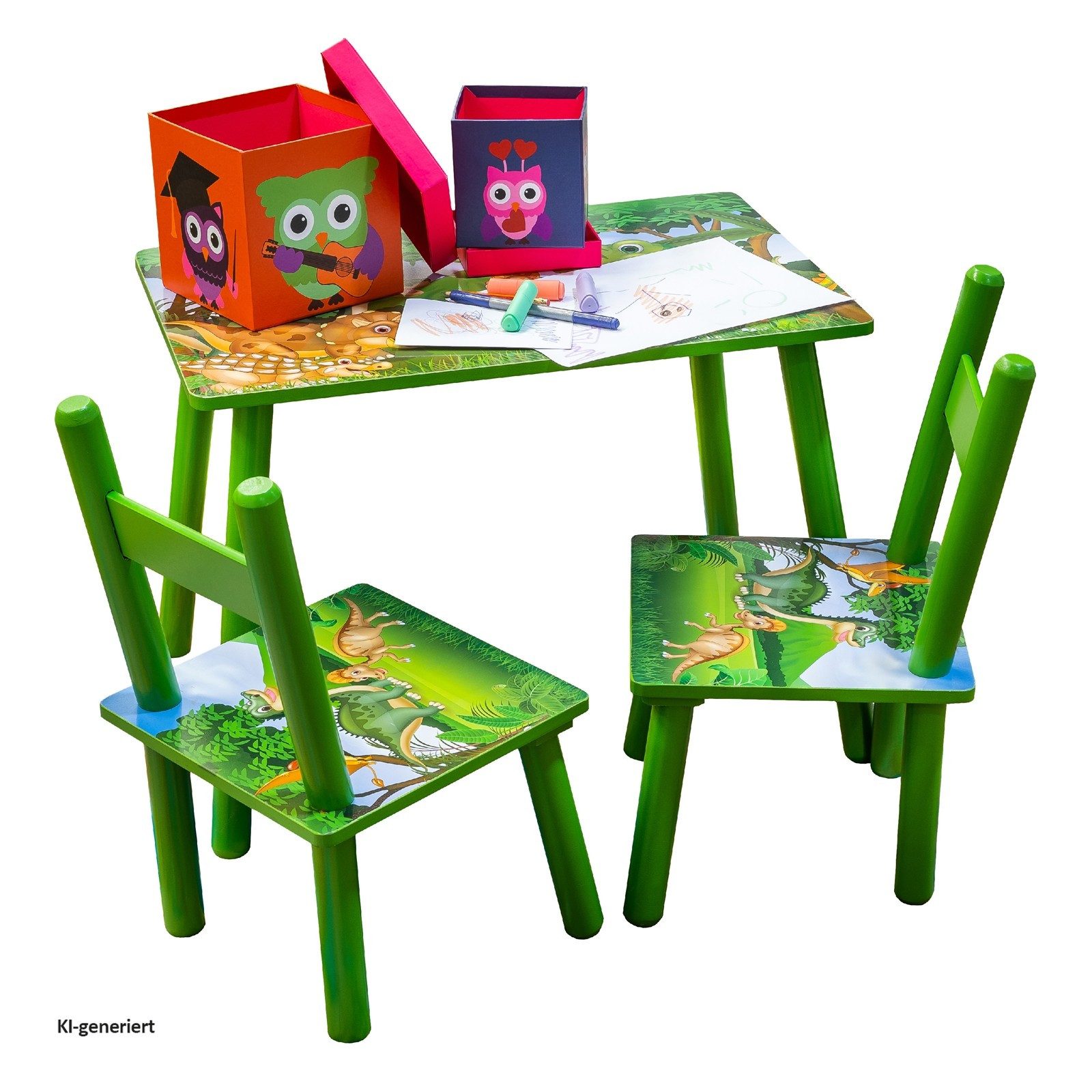 HTI-Living Kindersitzgruppe Kindertisch mit Stühlen Kinder, (Set, 3-tlg., 1 Tisch, 2 Stühle), Kindertischgruppe Dino mit 2 Stühlen – Bild 2 von 2