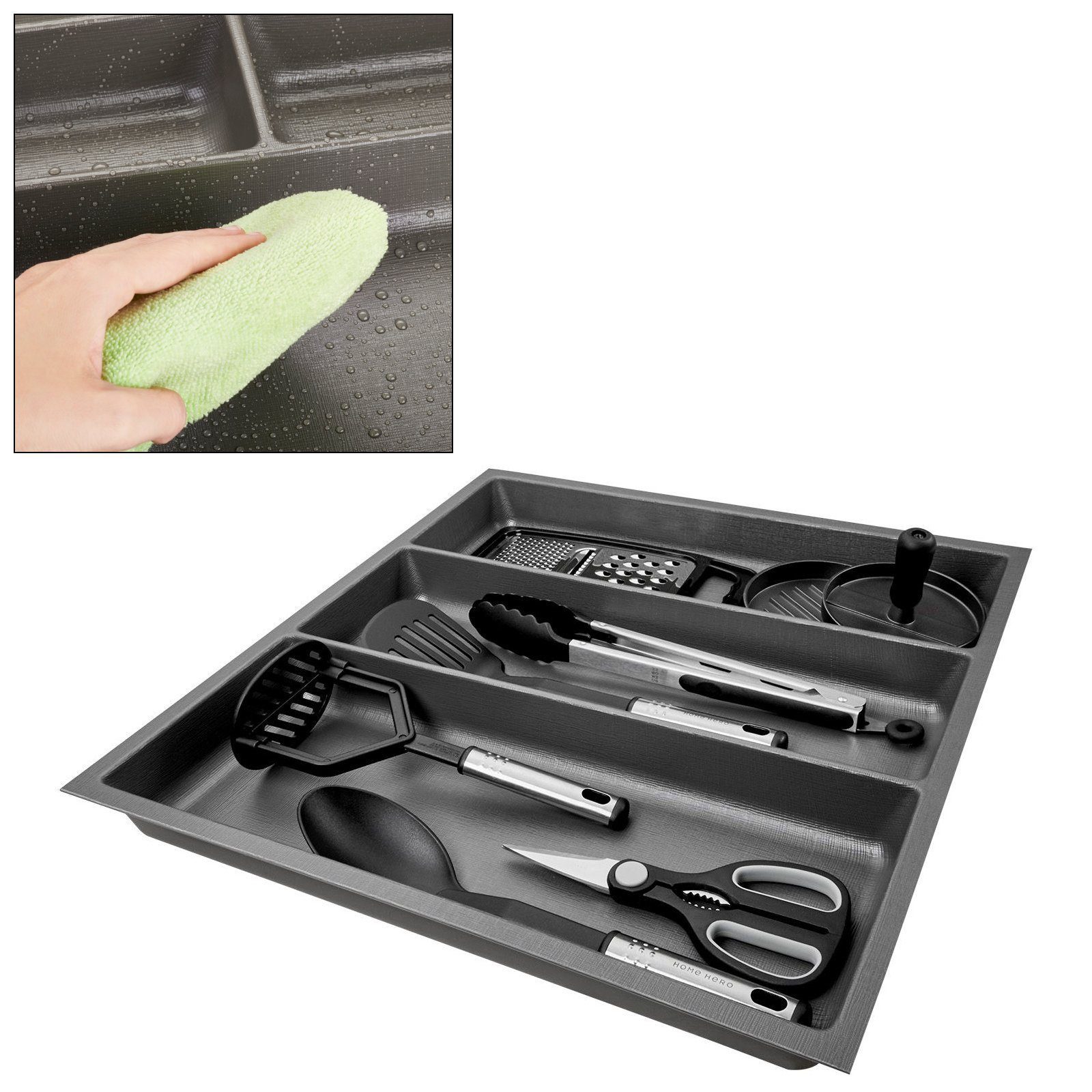 SO-TECH® Besteckeinsatz Orga-Box 3 silbergrau Leinwandstil günstig online kaufen