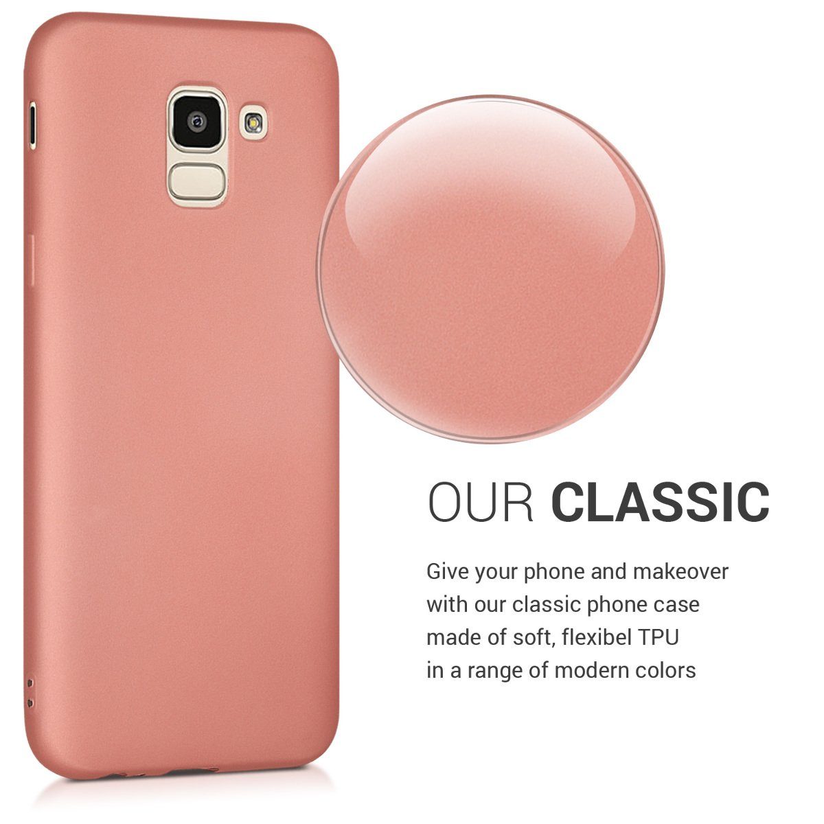 kwmobile Handyhülle Handyhülle für Samsung Galaxy J6 Hülle, Silikon Case metallisch schimmernd - Schutzhülle Cover