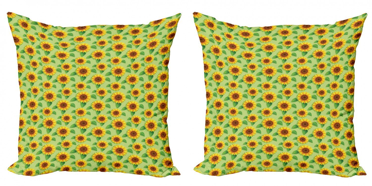 Kissenbezüge Modern Accent Doppelseitiger Digitaldruck, Abakuhaus (2 Stück), Floral Gelb Sommer-Sonnenblumen-Kunst