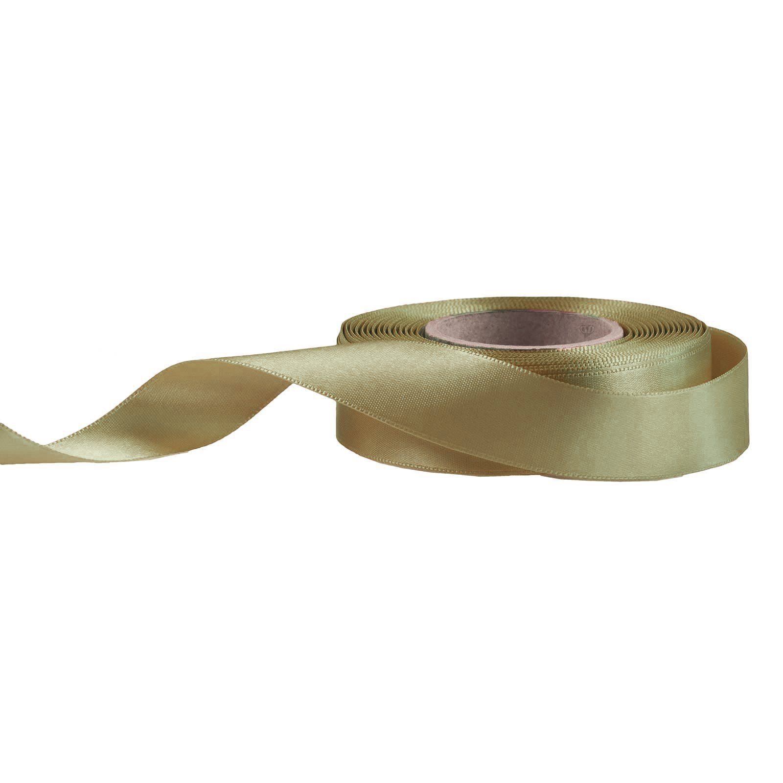 maDDma Geschenkband 20m Satinband beidseitig 24mm, Dekoband Geschenkband, beige