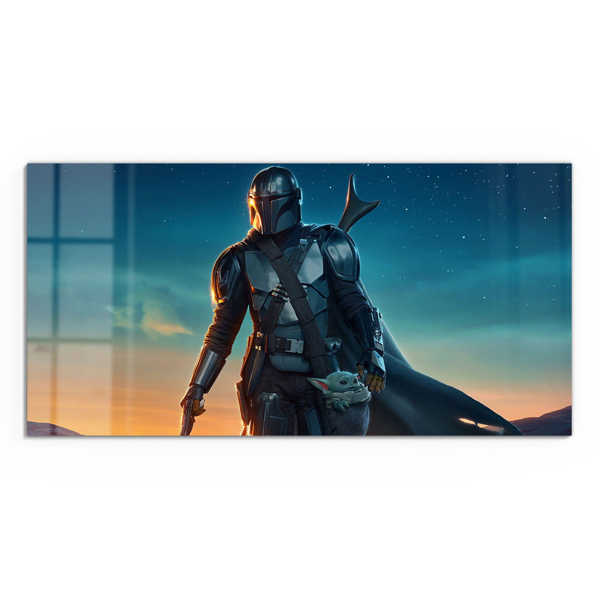 DEQORI Glasbild 'Mandalorian und Baby Yoda', günstig online kaufen