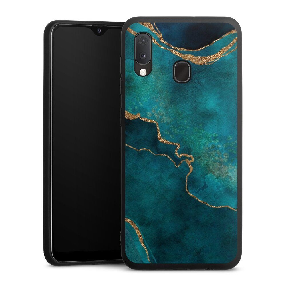 DeinDesign Handyhülle Glitzer Look Marmor Kunst Gemstone Glamour teal, Samsung Galaxy A20 Silikon Hülle Premium Case Handy Schutzhülle