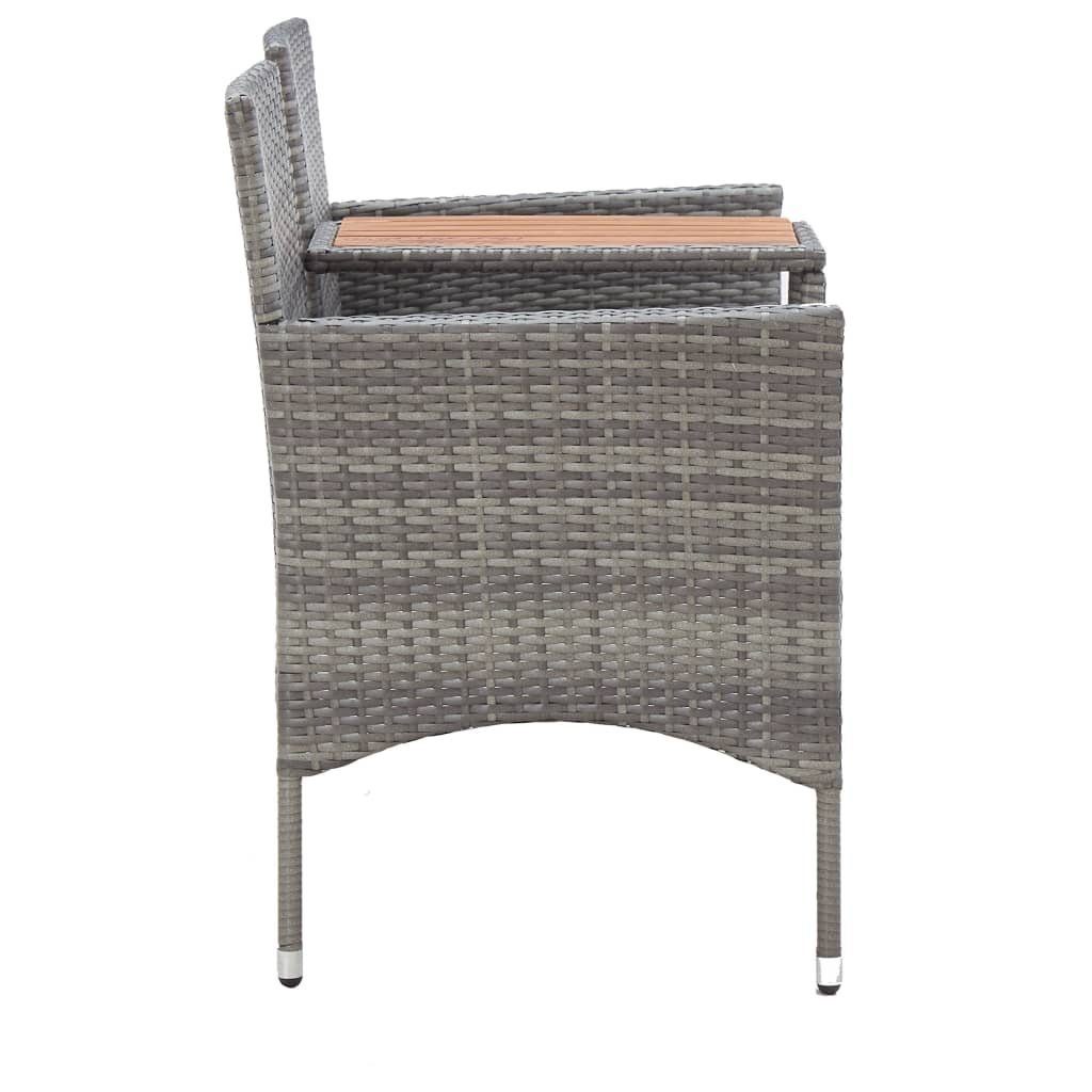 vidaXL Gartenbank 2-Sitzer-Gartenbank mit Teetisch 143 cm Poly Rattan Grau (1-St)