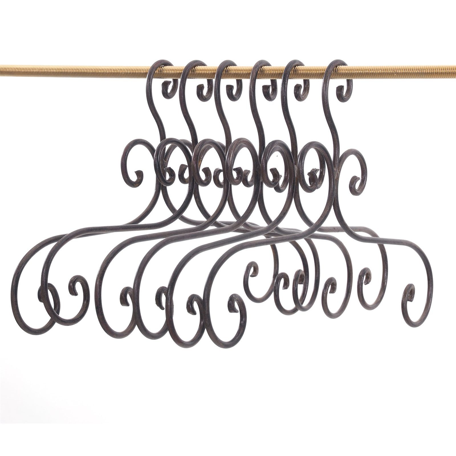 DESIGN DELIGHTS Garderobenständer KLEIDERBÜGEL 6 ER SET "AMELIE", Metall, braun, 41cm, Kleiderhaken