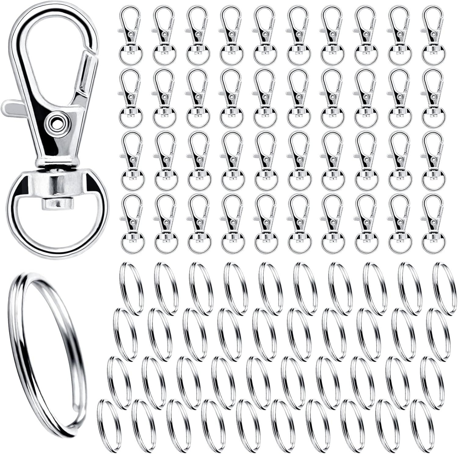 Schlüsselanhänger 80 Stk. Karabiner Schlüsselanhänger mit Drehgelenk Schlüsselring