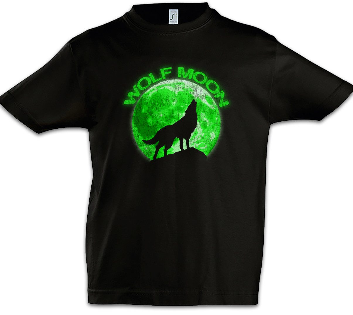 Print-Shirt Wolf Moon Kinder T-Shirt Wölfe Mond Type Werwolf The O Werewolf Horror
