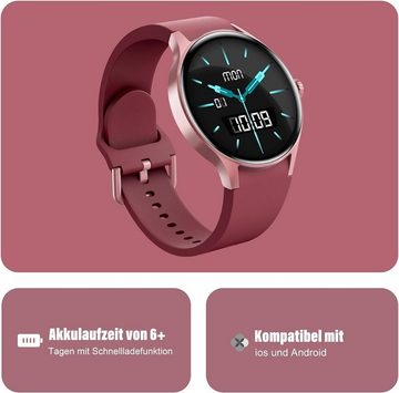 BingoFit Smartwatch (1,43 Zoll, Android iOS), Damen herren mit telefonfunktion fitnessuhr pulsuhr schlafüberwachung