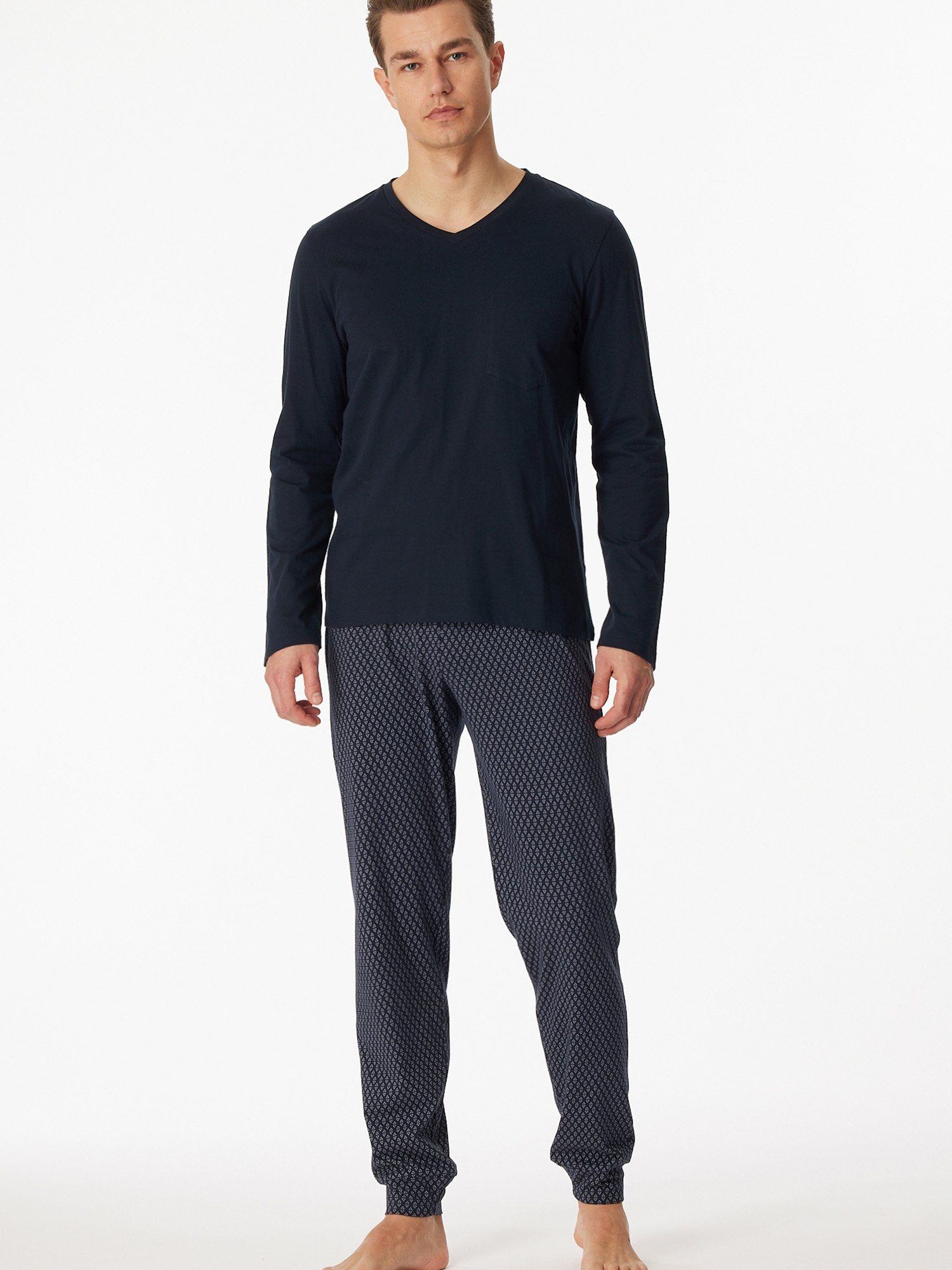 Schiesser Pyjama pyjama nachtblau Essentials Casual schlafanzug schlafmode