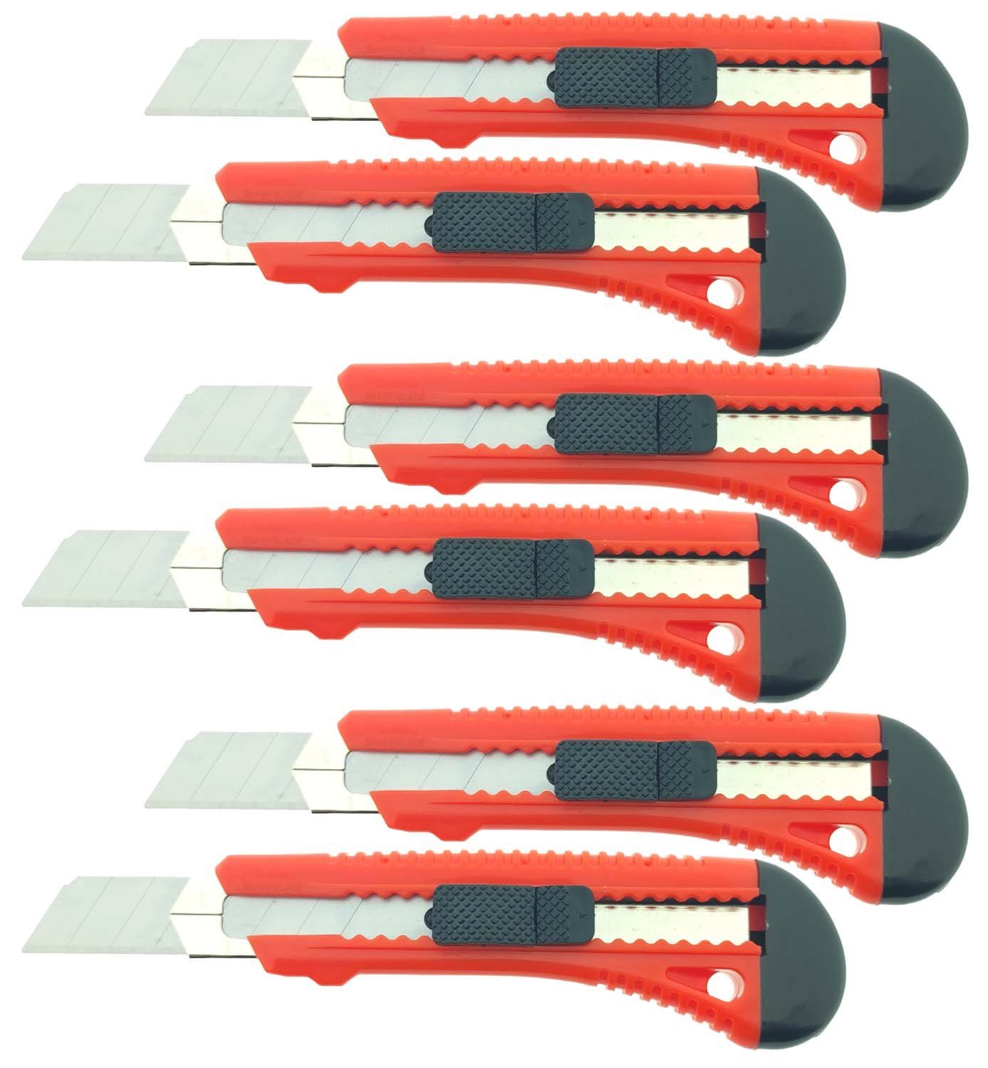 varivendo Cuttermesser 6 x Profi-Cuttermesser 18mm flache Handwerkerausführung, (Set, 6-tlg., Profi-Cuttermesser), Teppichmesser Automatikmesser Sicherheitsmesser Dachdeckermesser
