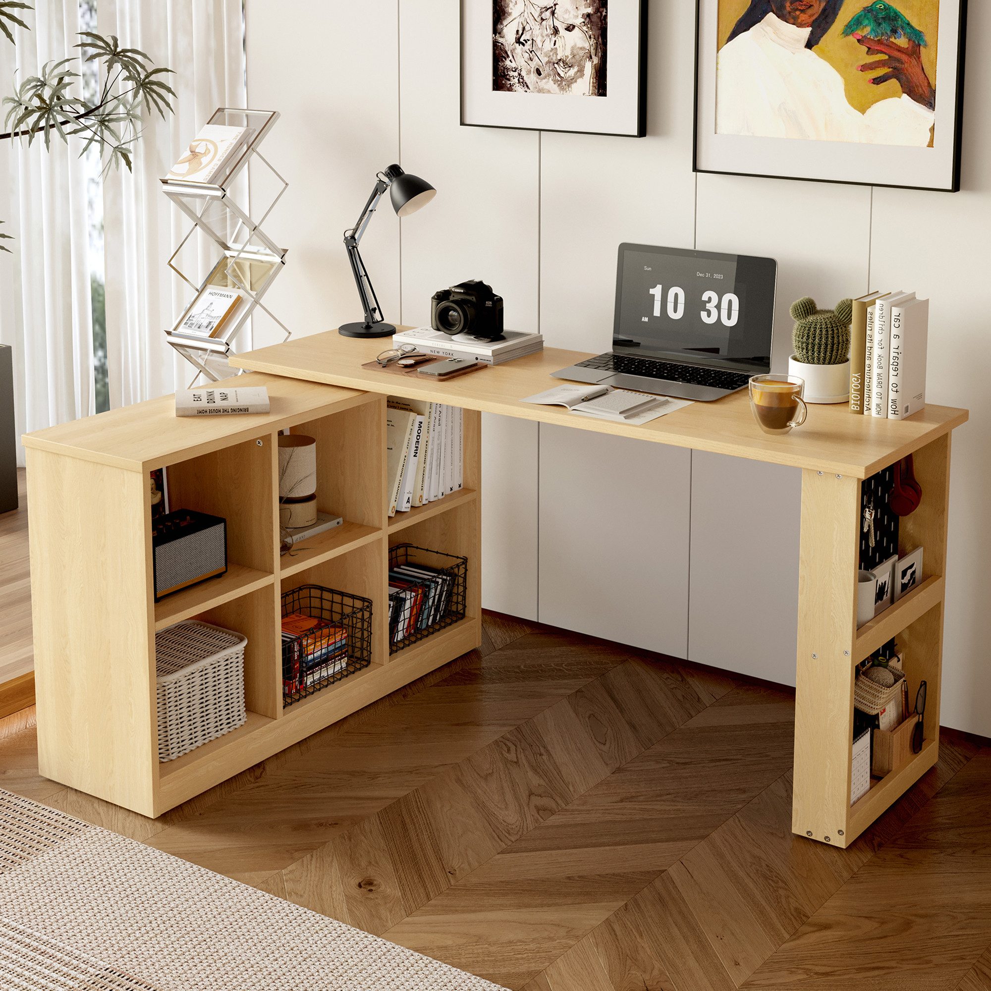 TavilaEcon Schreibtisch Multifunktionaler Bürotisch in L-Form, günstig online kaufen
