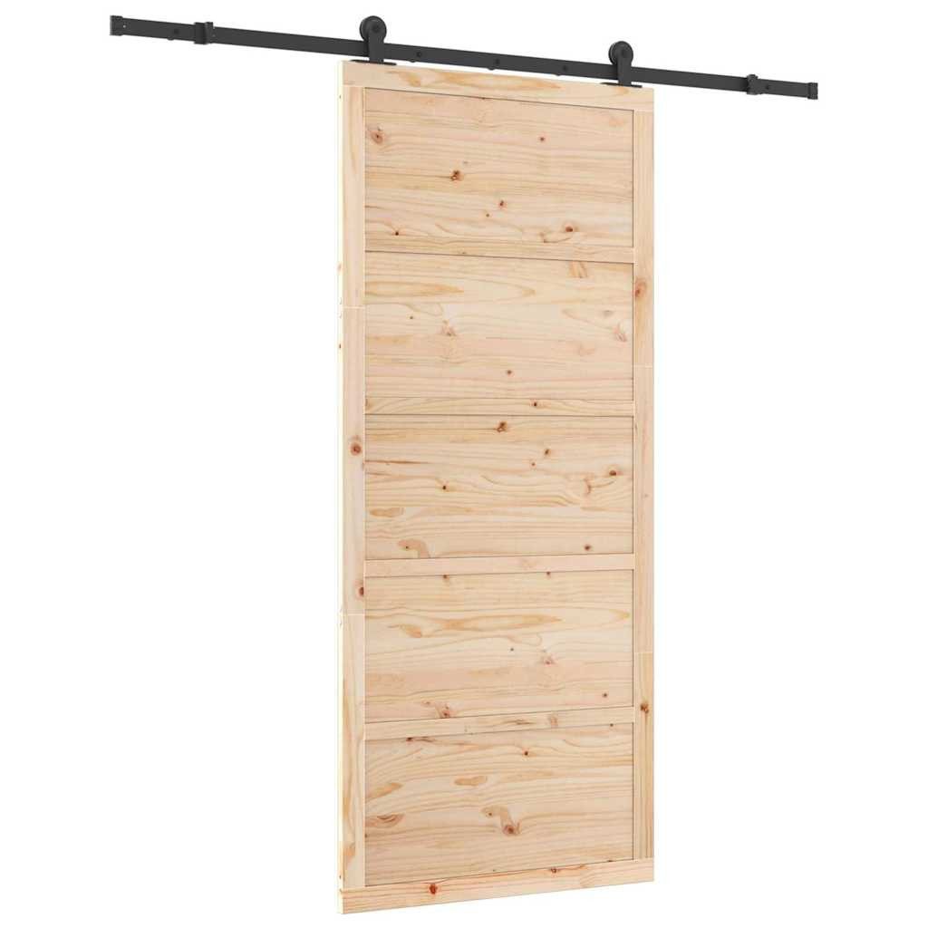 vidaXL Schiebetür Schiebetür Braun 90 x 208 cm Massivholz Kiefer (1-St)