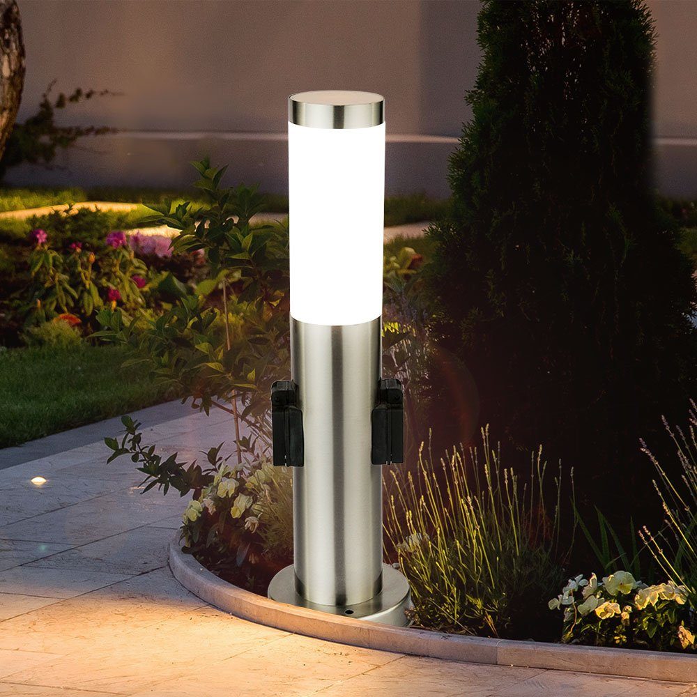 Globo LED Außen-Stehlampe, Leuchtmittel inklusive, Warmweiß, LED Edelstahl Stand Leuchte Garten Terrasse IP44 Beleuchtung 2x