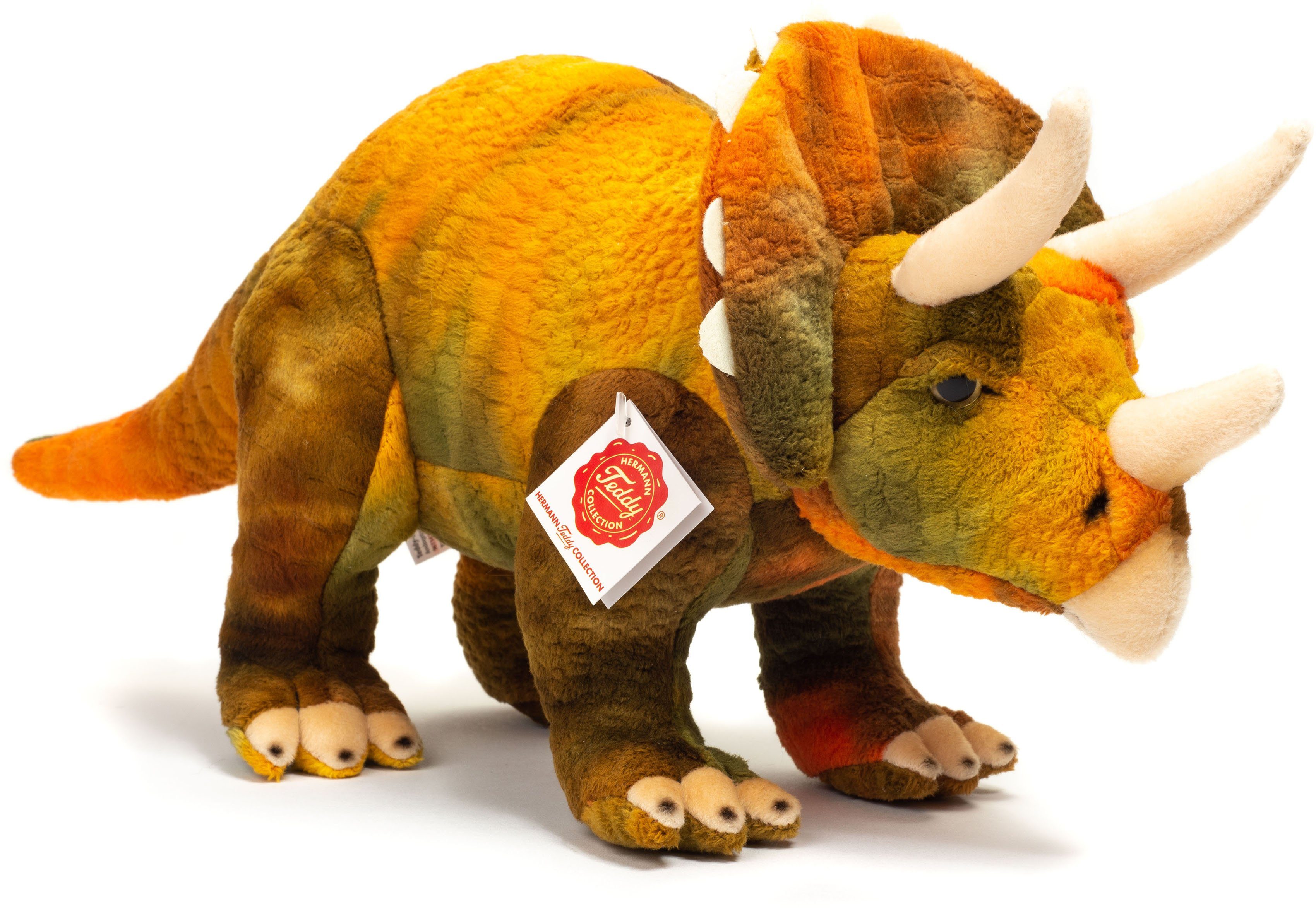 cm, aus Dinosaurier Material recyceltem Hermann® Teddy 42 Teil zum Triceratops, Kuscheltier