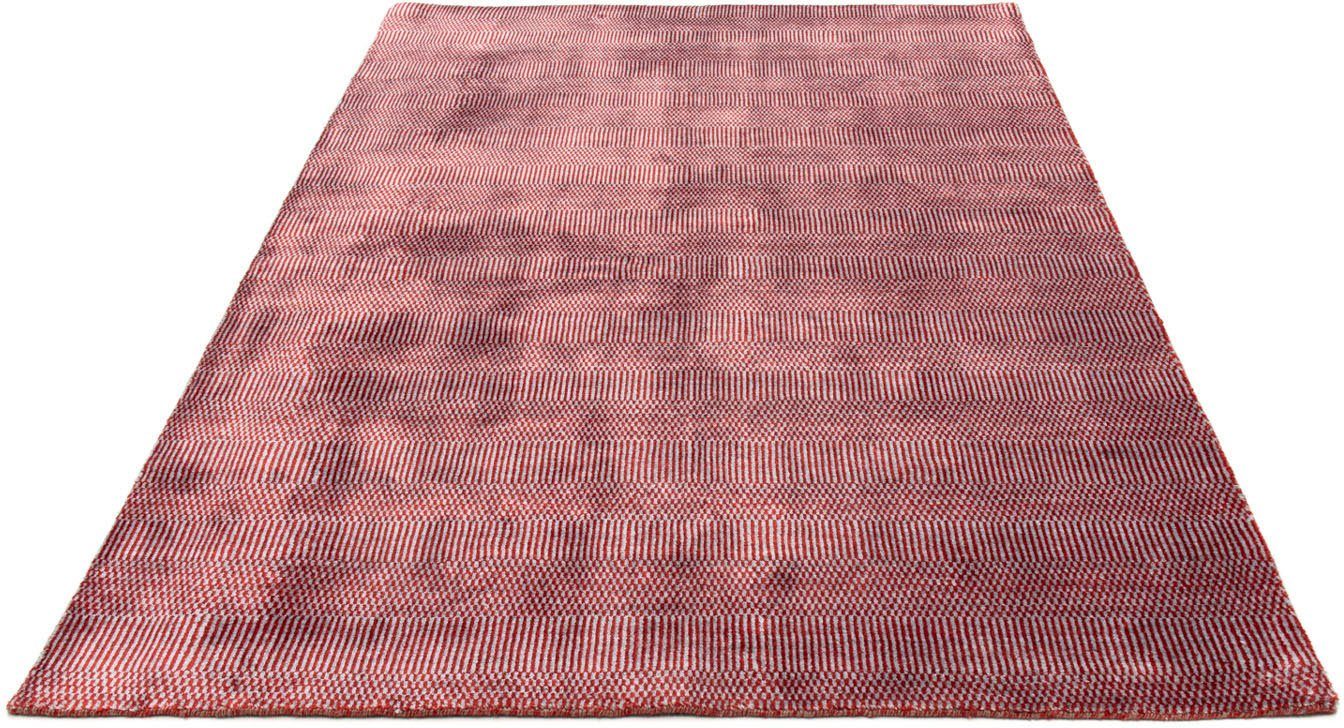 Designteppich Designer Streifen Rosso 201 x 142 cm, morgenland, rechteckig, Höhe: 8 mm, Sehr weicher Flor | Kurzflor-Teppiche