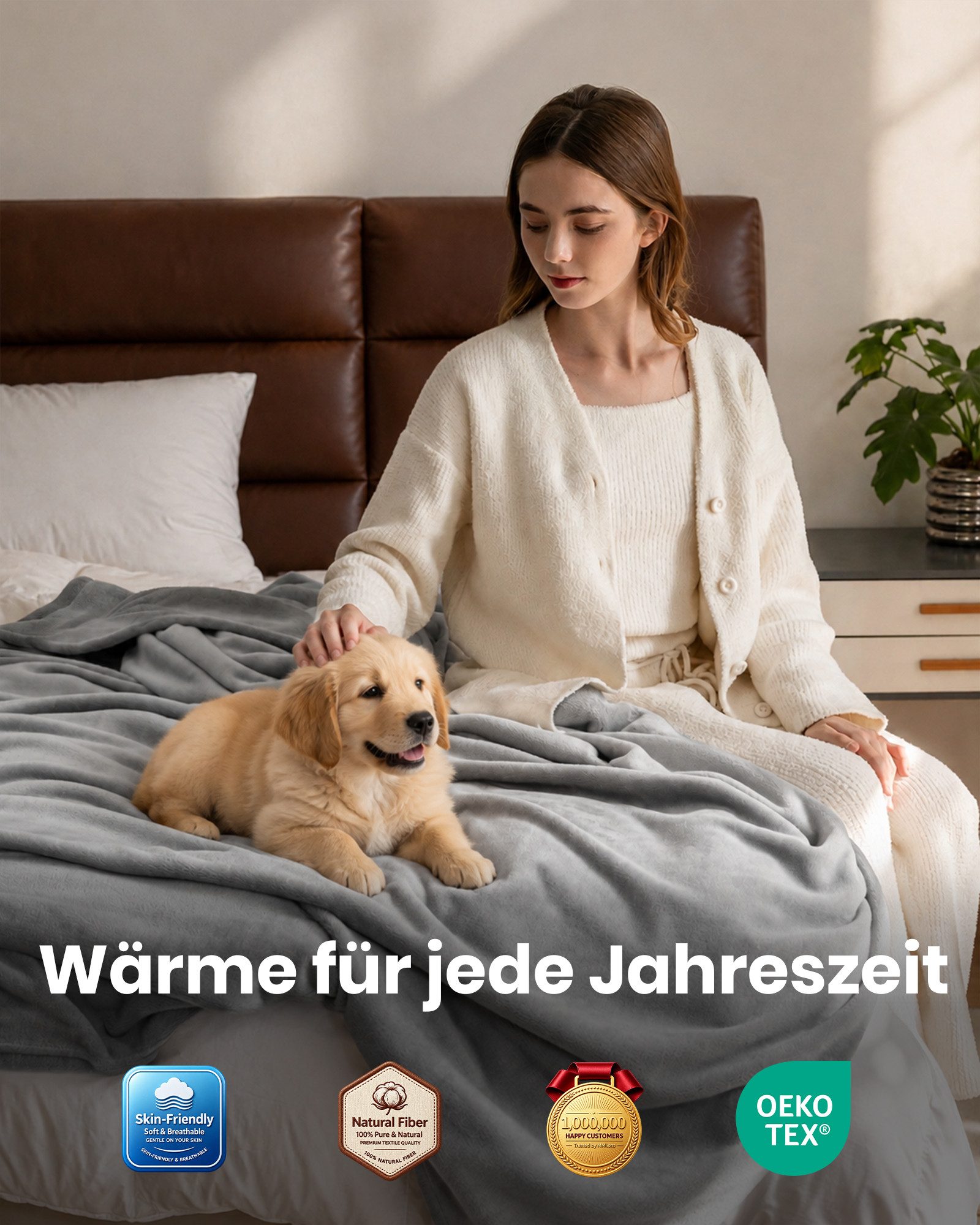 Wohndecke Kuscheldecke Flauschige Tages-/Sofadecke Weich Warm Maschinenwaschbar, Good Nite, Reaktiver Druck, Wärme für alle Jahreszeiten, Langlebig & pflegeleic – Bild 4 von 5