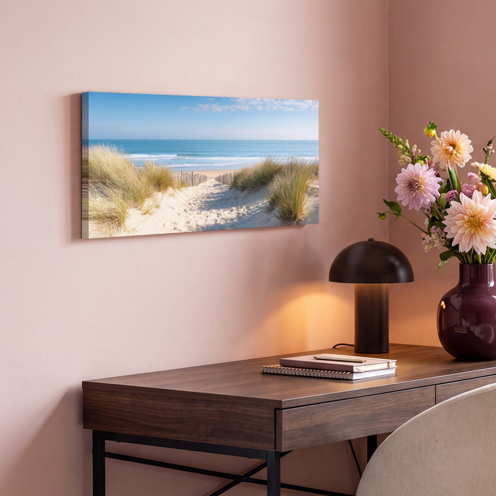 OneMillionCanvasses® Leinwandbild Panorama Strand - Meer - Düne - Sand - Sommer, Fotodruck (1 St), Wandbild, Deko Schlafzimmer Wohnzimmer Flur 40x20 cm – Bild 4 von 5