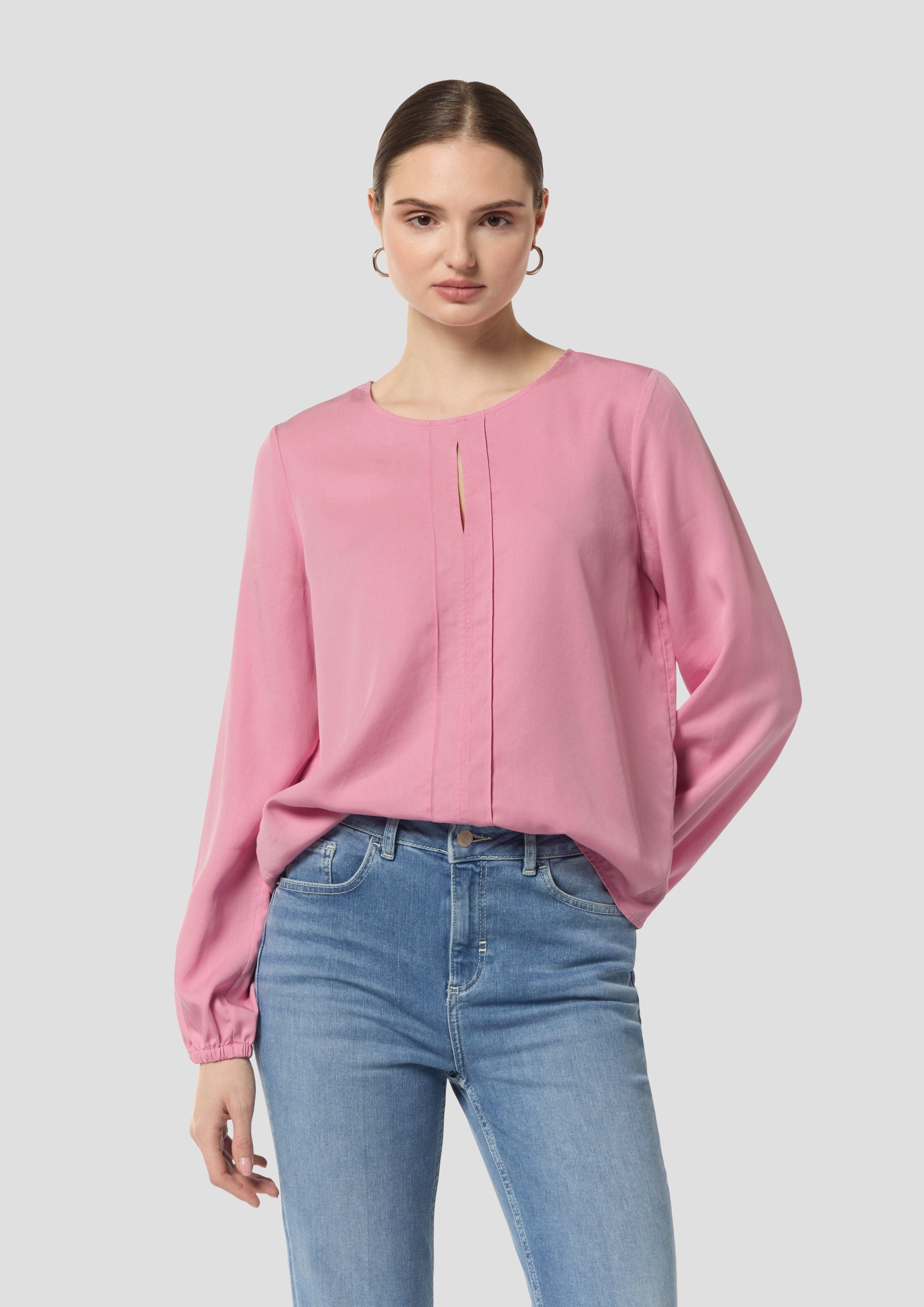 Langarmbluse Lyocell-Bluse mit Cut-Out