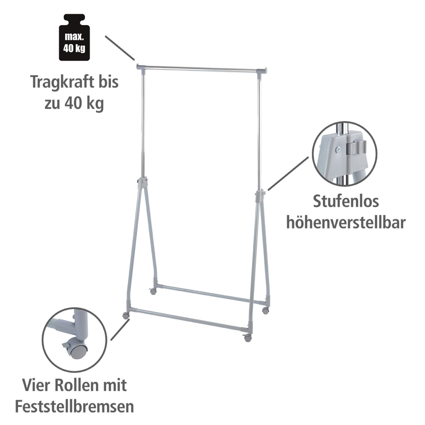 WENKO Kleiderständer, stufenlos höhenverstellbar (99-167 cm), günstig online kaufen
