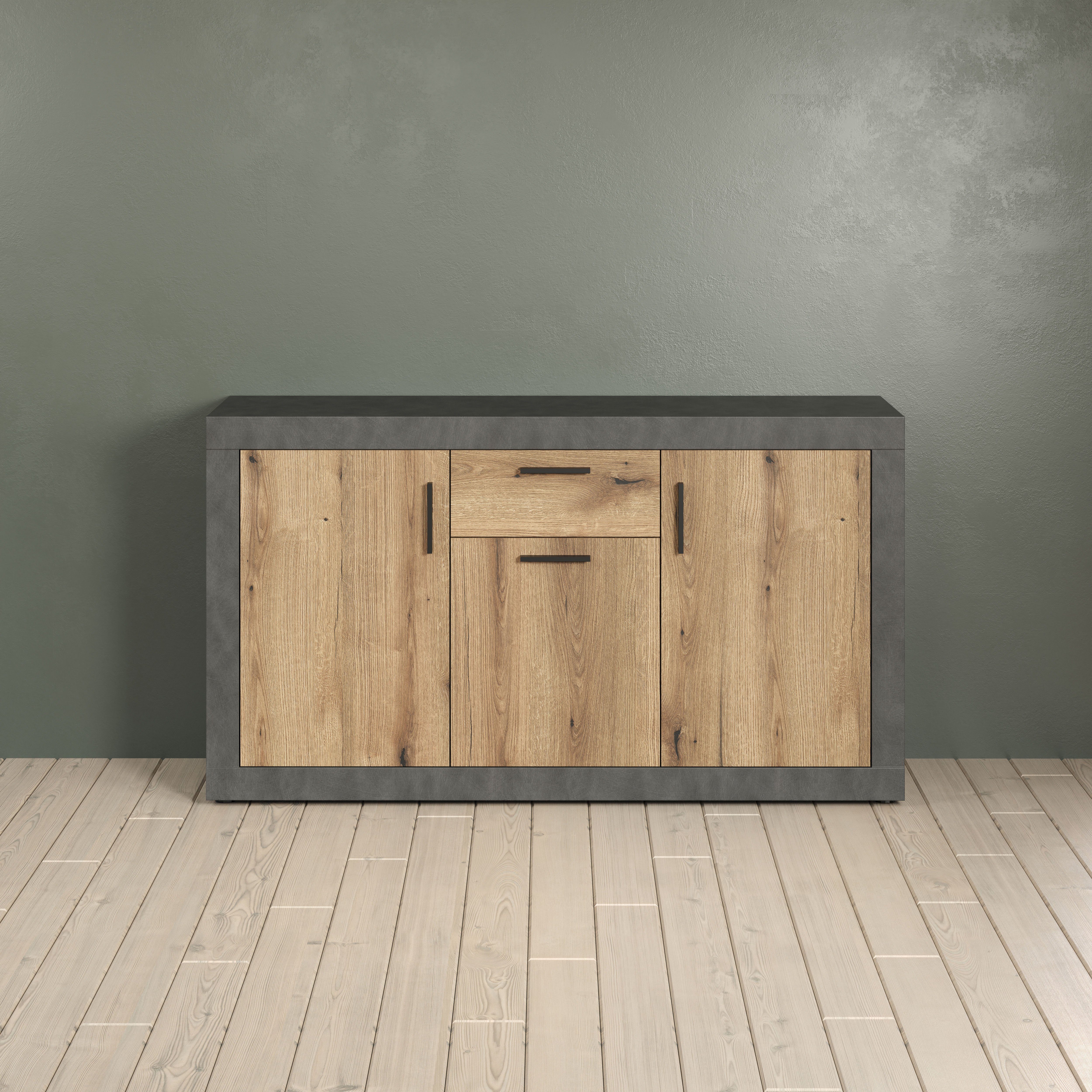 INOSIGN Sideboard Bergen (Packung, 1 St), Sideboard mit 3 Türen & 1 Schublade - (B/T/H) 149/40/83 cm