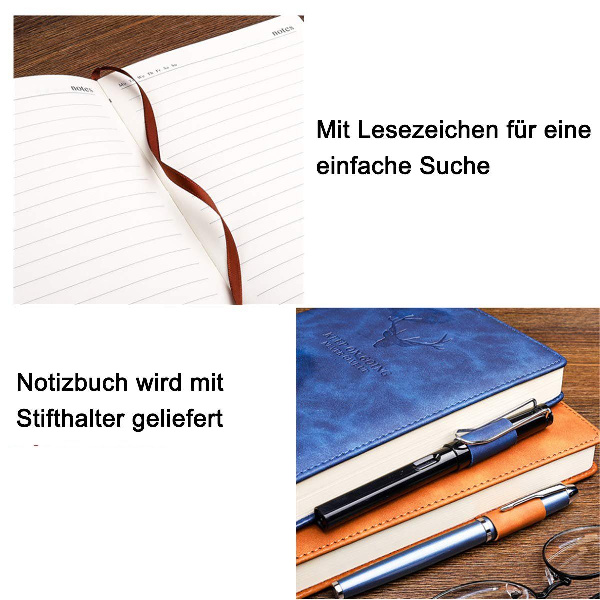 GelldG liniert, Grau A5 Seiten Tagebuch, Papier Hardcover 80gsm 360 Notizbuch Notizbuch Und
