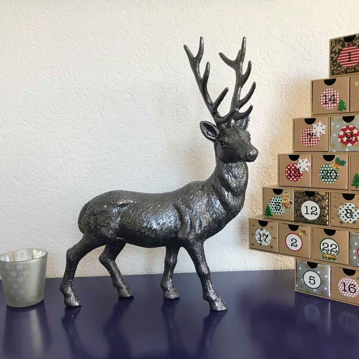 AM Design Dekofigur AM-Design Glitzer Hirsch anthrazit H ca 39cm (Stück)