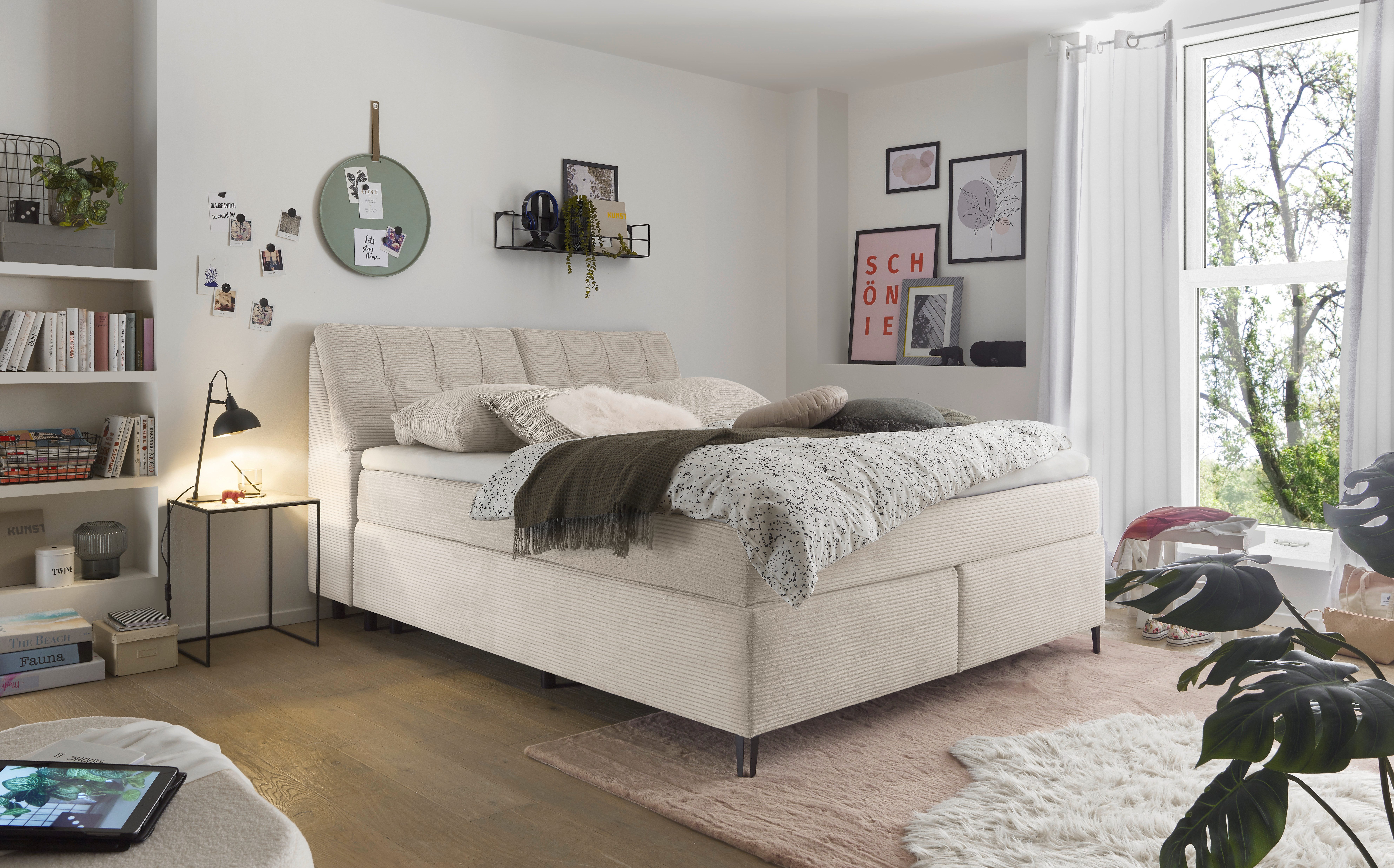 set one by Musterring Boxspringbett Fairfield, Kopfteil in Kassenoptik, Met günstig online kaufen