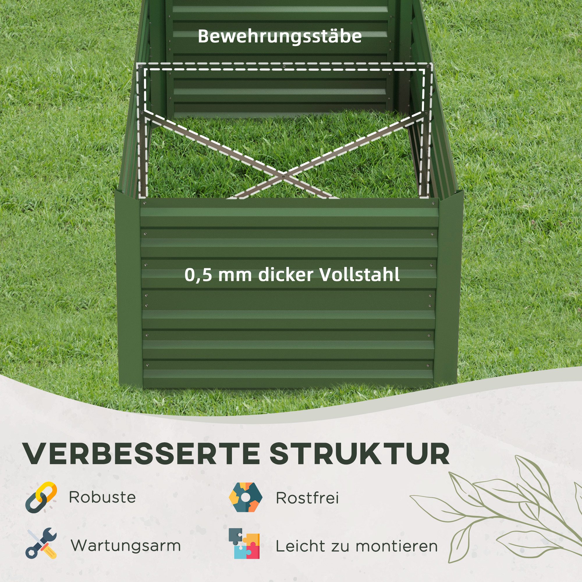 MC Star Hochbeet aus Stahl, Pflanzbeet Frühbeet Gartenbeet Blumenkasten