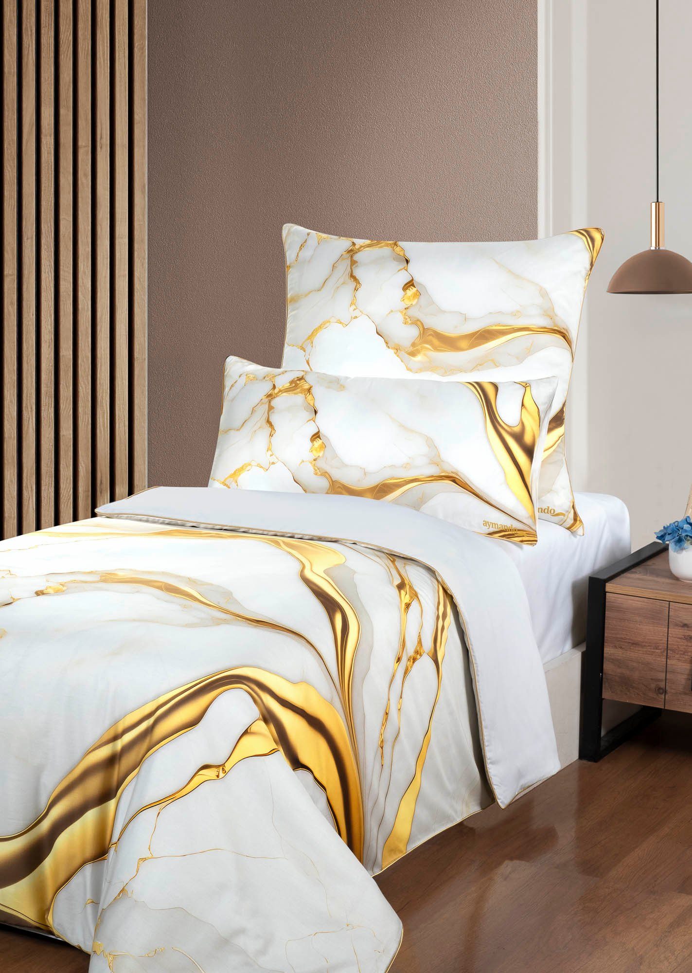 Aymando Bettwäsche Marble White-Gold, 100% Baumwolle günstig online kaufen
