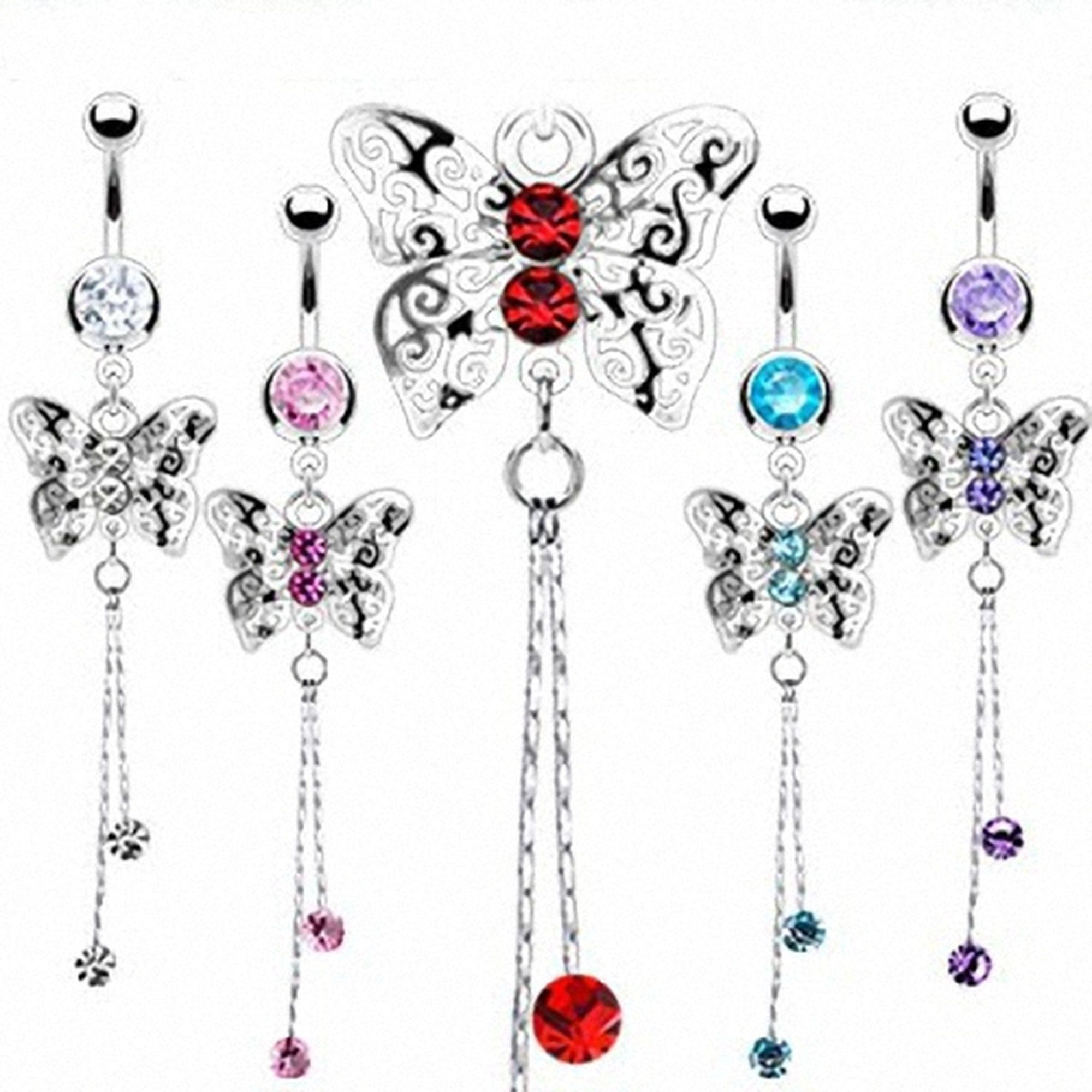 Taffstyle Bauchnabelpiercing Piercing Schmetterling mit Kristall, günstig online kaufen