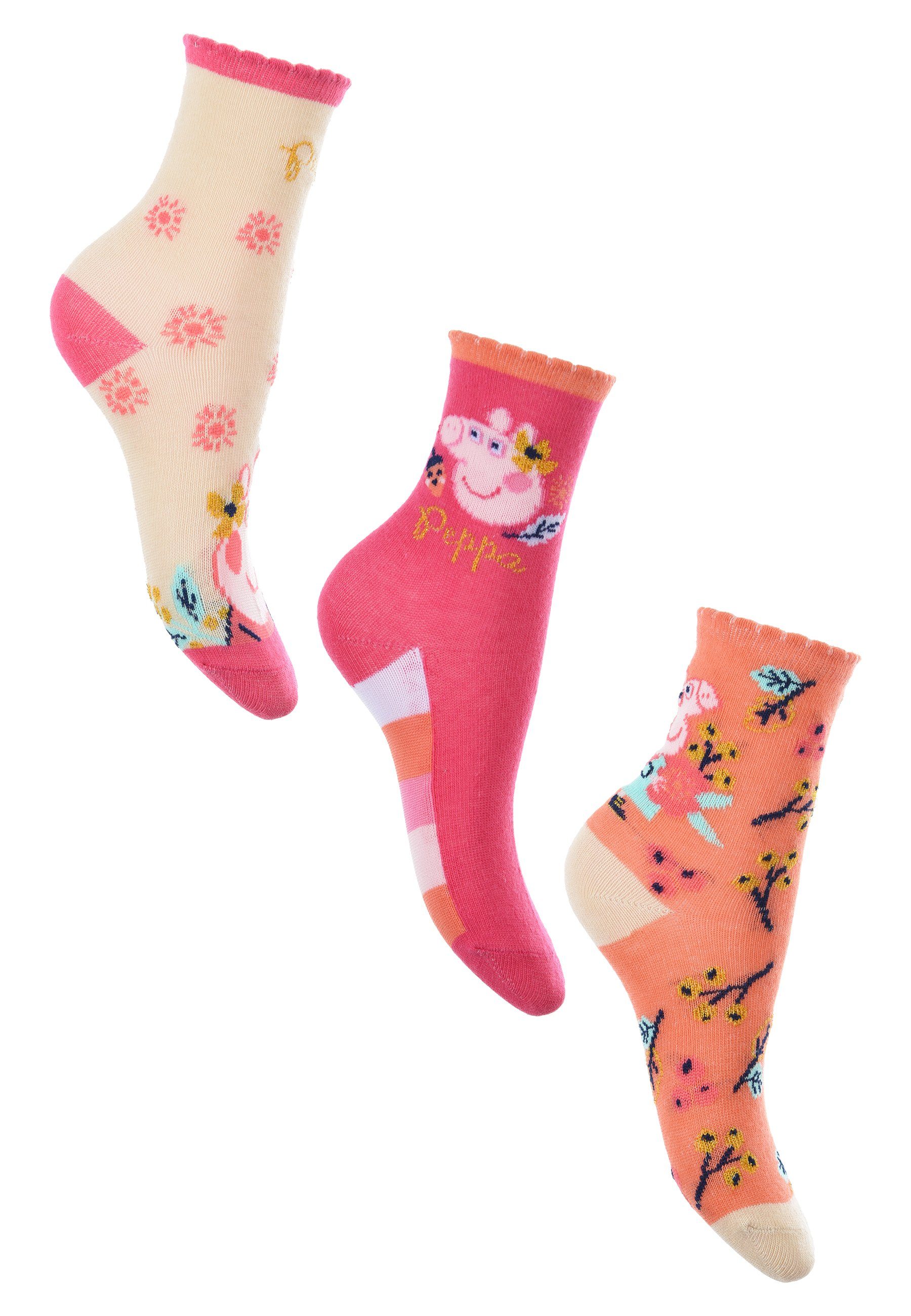 Peppa Pig Socken Peppa Wutz Kinder Mädchen Socken Paket Strümpfe (3-Paar) | Socken