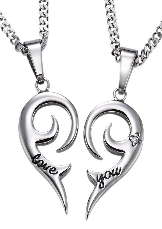 Firetti Schmuckset Multipack Schmuck Geschenk Halsketten LIEBE (4-tlg), mit Zirkonia (synth)